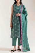 Saya 08-P07A 3pc Premium Printed Self Stripe Lawn Lawn Shirt & Dupatta