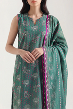 Saya 08-P07A 3pc Premium Printed Self Stripe Lawn Lawn Shirt & Dupatta