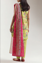 Saya 09-P03AW 3pc Premium Printed Self Stripe Lawn Lawn Shirt & Dupatta