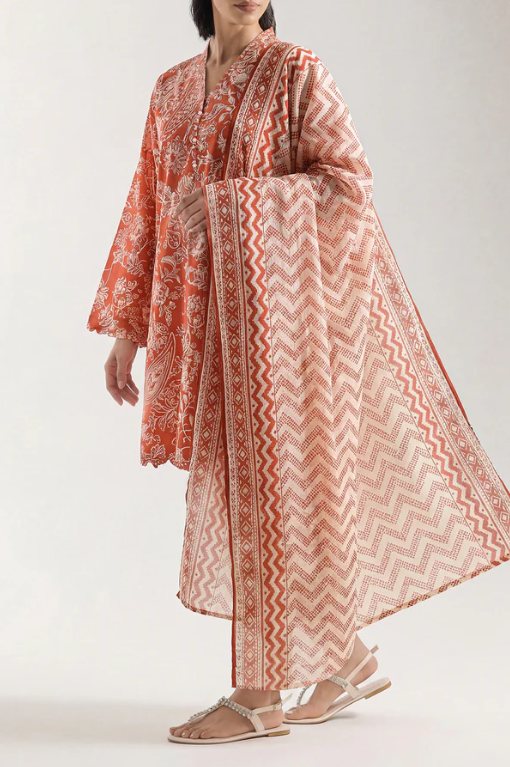 Saya 56-05BR 3pc Premium Printed Lawn Shirt & Dupatta