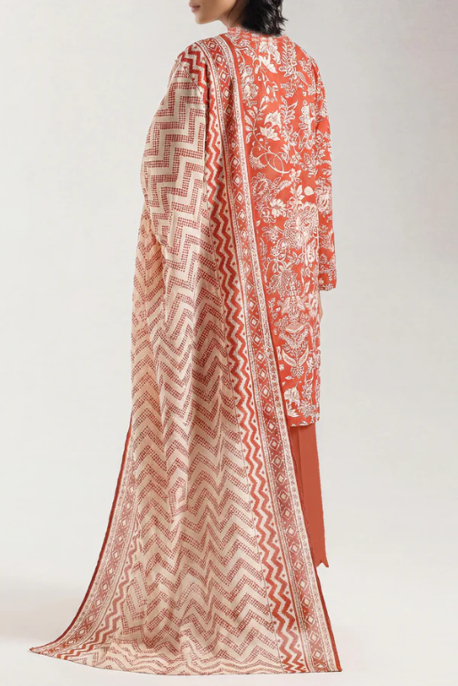 Saya 56-05BR 3pc Premium Printed Lawn Shirt & Dupatta