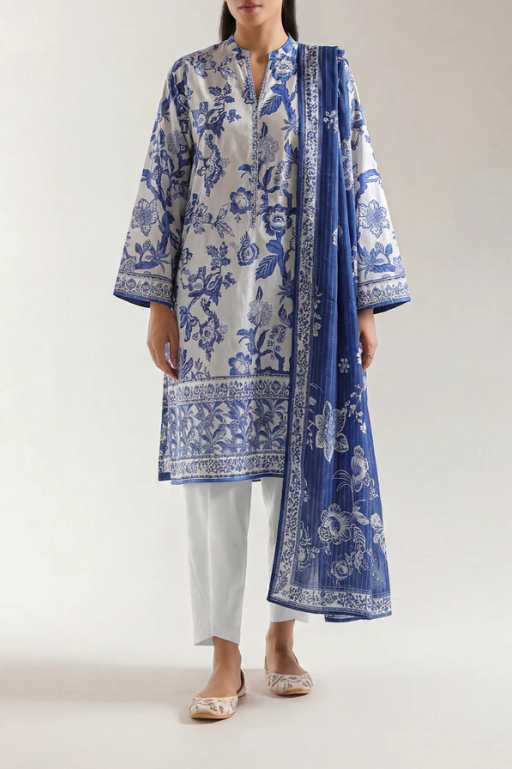 Saya 66-04BR 3pc Premium Printed Lawn Shirt & Dupatta