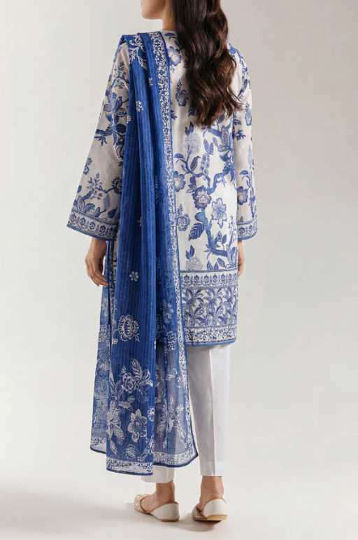 Saya 66-04BR 3pc Premium Printed Lawn Shirt & Dupatta