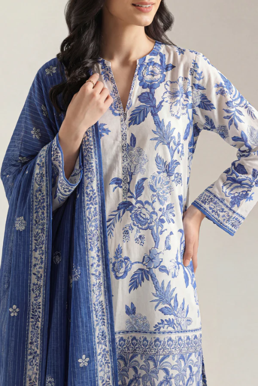 Saya 66-04BR 3pc Premium Printed Lawn Shirt & Dupatta