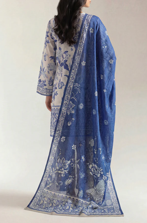 Saya 66-04BR 3pc Premium Printed Lawn Shirt & Dupatta