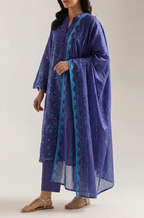 Saya 84-P03A 3pc Premium Printed Self Stripe Lawn Lawn Shirt & Dupatta