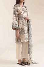 Saya 84-P04A 3pc Premium Printed Self Stripe Lawn Lawn Shirt & Dupatta