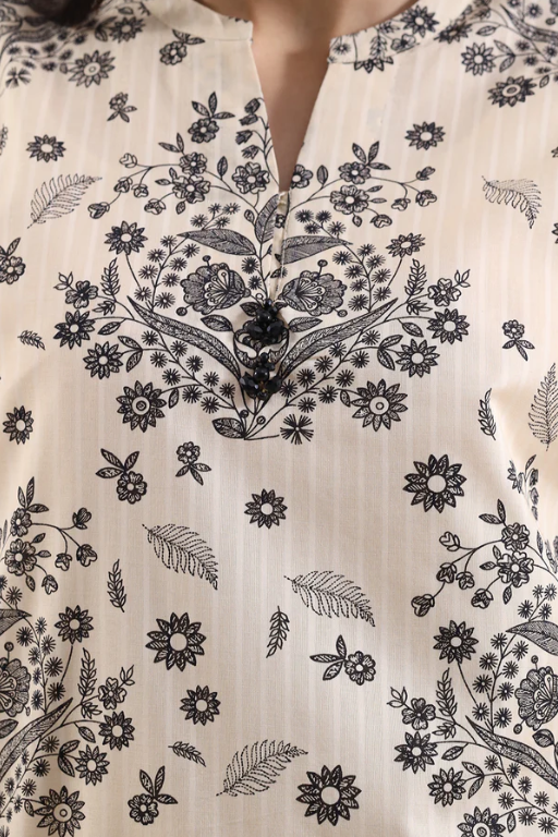 Saya 84-P04A 3pc Premium Printed Self Stripe Lawn Lawn Shirt & Dupatta