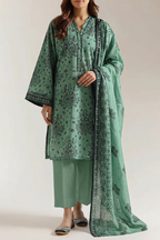 Saya 84-P04B 3pc Premium Printed Self Stripe Lawn Shirt & Dupatta