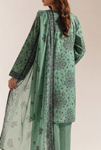 Saya 84-P04B 3pc Premium Printed Self Stripe Lawn Shirt & Dupatta