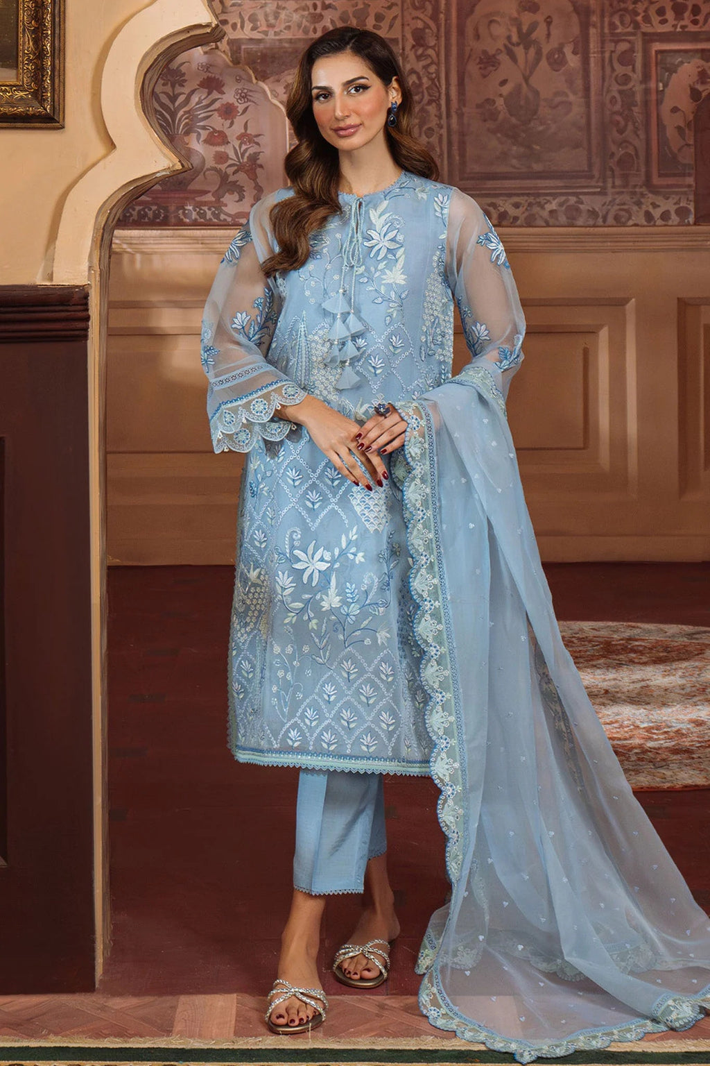 Sahar Luxury 01 3pc Embroidered Organza Suit
