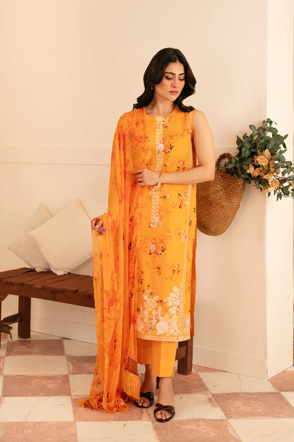 Sahar Raya 03 Embroidered Lawn with Chiffon Dupatta