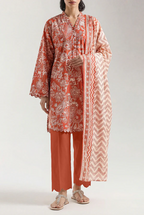 Saya 56-05BR 3pc Premium Printed Lawn Shirt & Dupatta