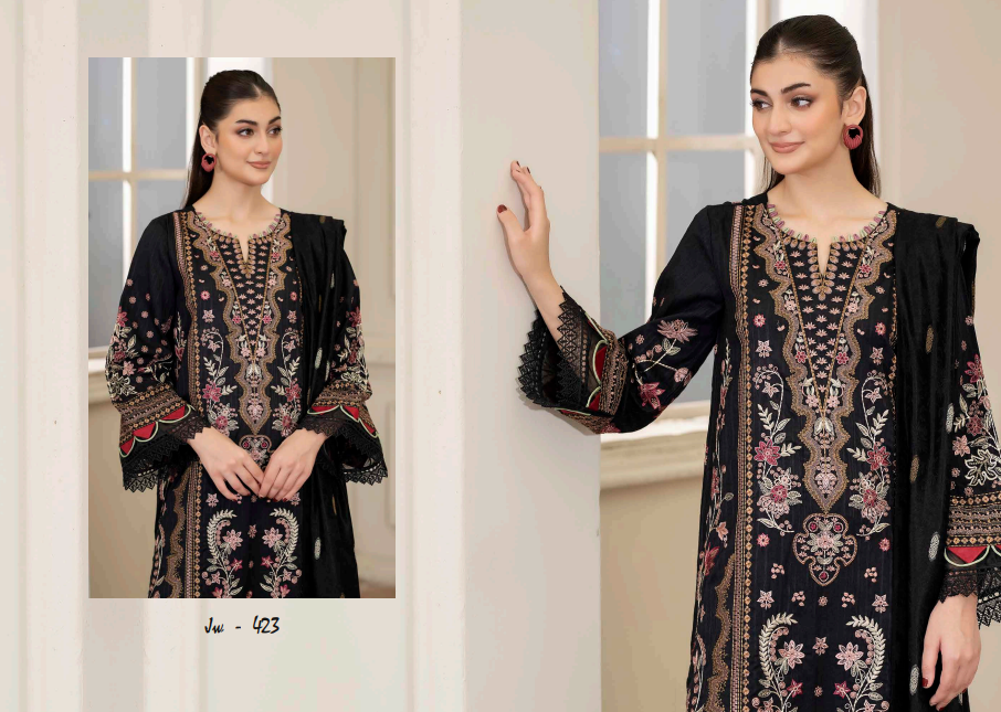 JOHRA AMISH EMBROIDERED WINTER DHANAK PEACH COLLECTION WITH BANARASI JACQUARD SHAWL