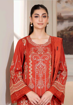JOHRA AMISH EMBROIDERED WINTER DHANAK PEACH COLLECTION WITH BANARASI JACQUARD SHAWL