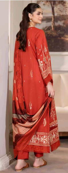 JOHRA AMISH EMBROIDERED WINTER DHANAK PEACH COLLECTION WITH BANARASI JACQUARD SHAWL