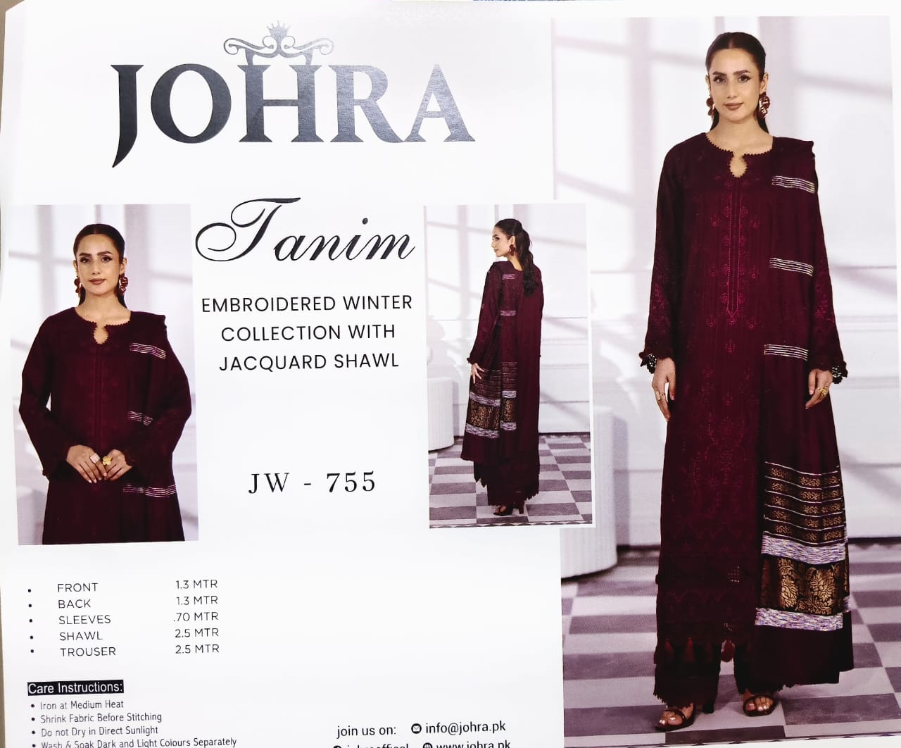 JOHRA EMBROIDERED WINTER COLLECTION WITH JACQUARD SHAWL