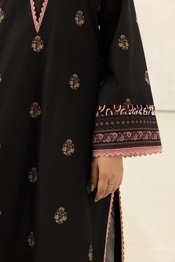 Zellbury 0566 3Pc Printed Dobby Lawn Shirt with Yarn Died Dupatta
