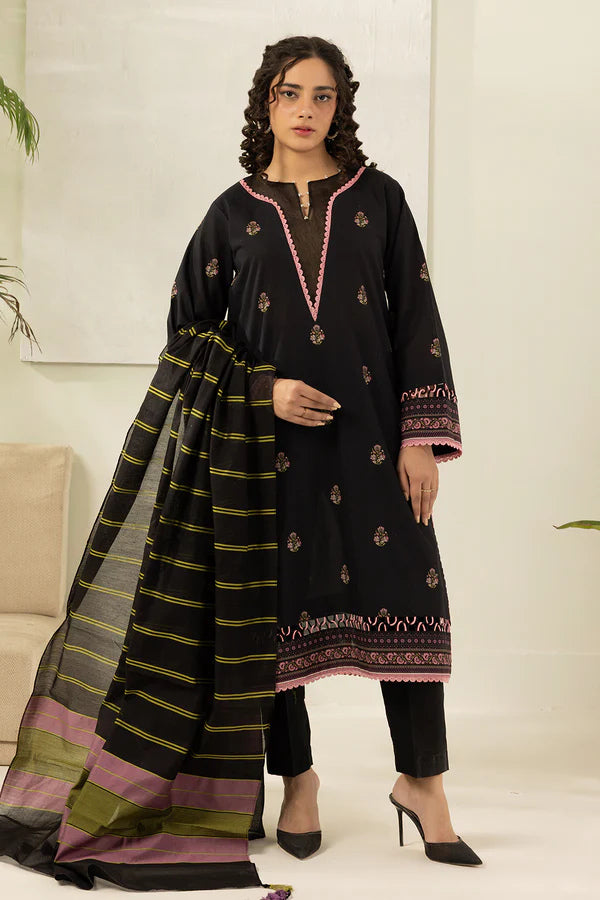 Zellbury 0566 3Pc Printed Dobby Lawn Shirt with Yarn Died Dupatta