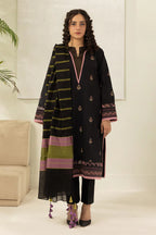 Zellbury 0566 3Pc Printed Dobby Lawn Shirt with Yarn Died Dupatta