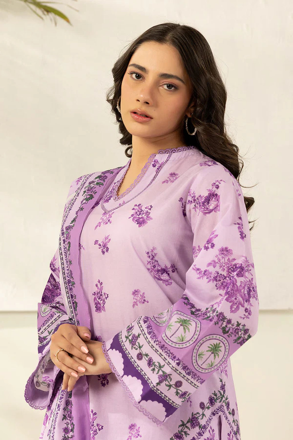 Zellbury 0629 3Pc Printed Dobby Lawn Shirt with Printed Lawn Dupatta