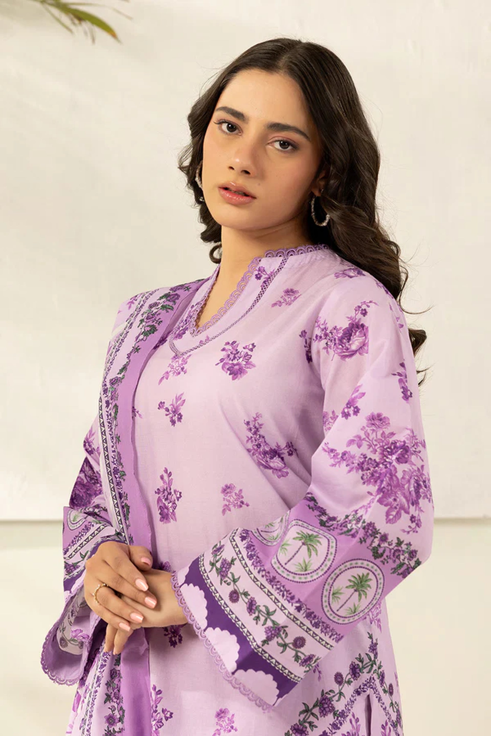 Zellbury 0629 3Pc Printed Dobby Lawn Shirt with Printed Lawn Dupatta