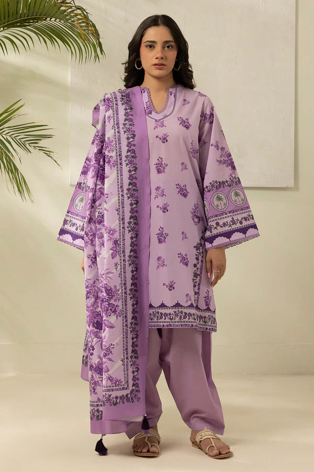 Zellbury 0629 3Pc Printed Dobby Lawn Shirt with Printed Lawn Dupatta