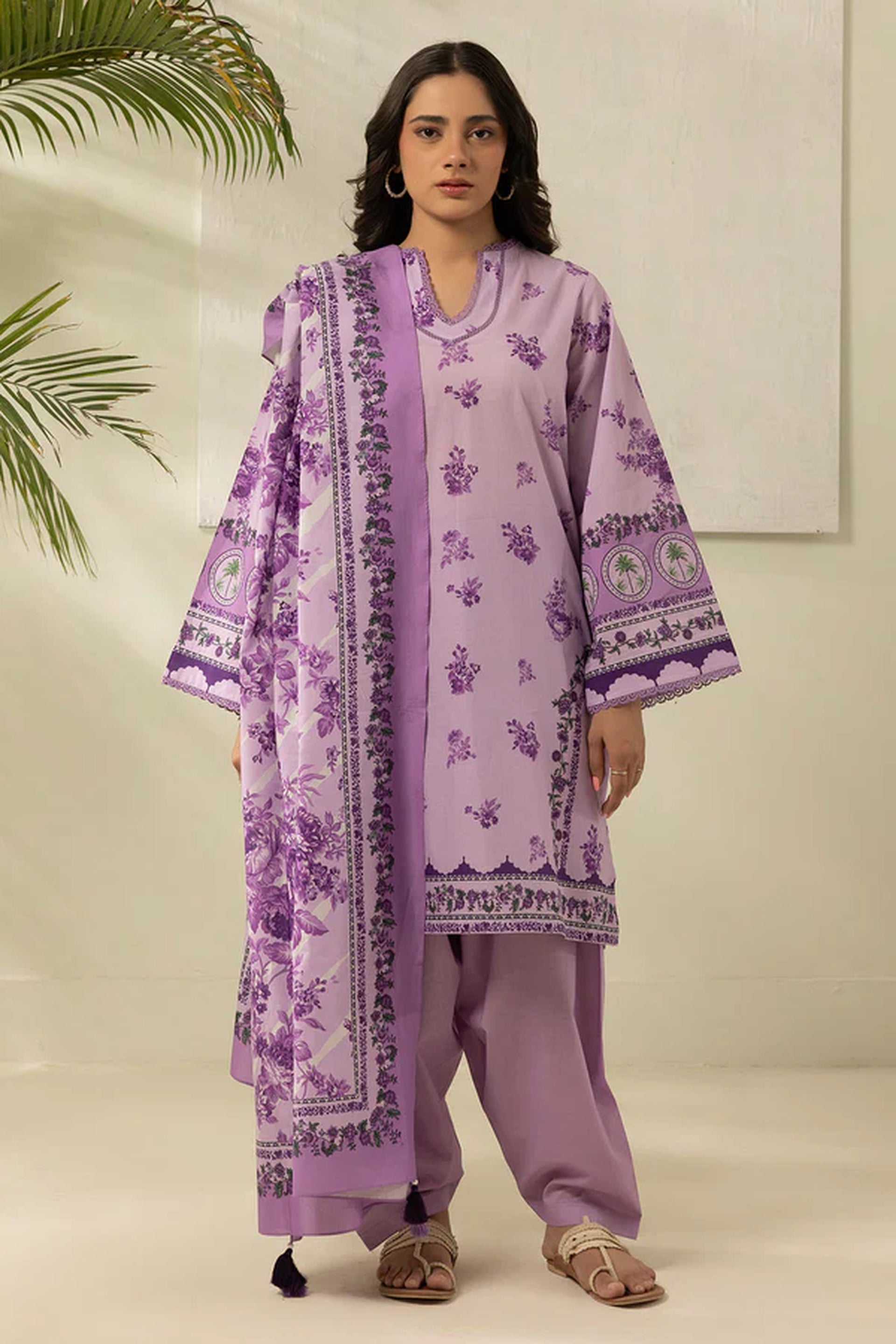 Zellbury 0629 3Pc Printed Dobby Lawn Shirt with Printed Lawn Dupatta
