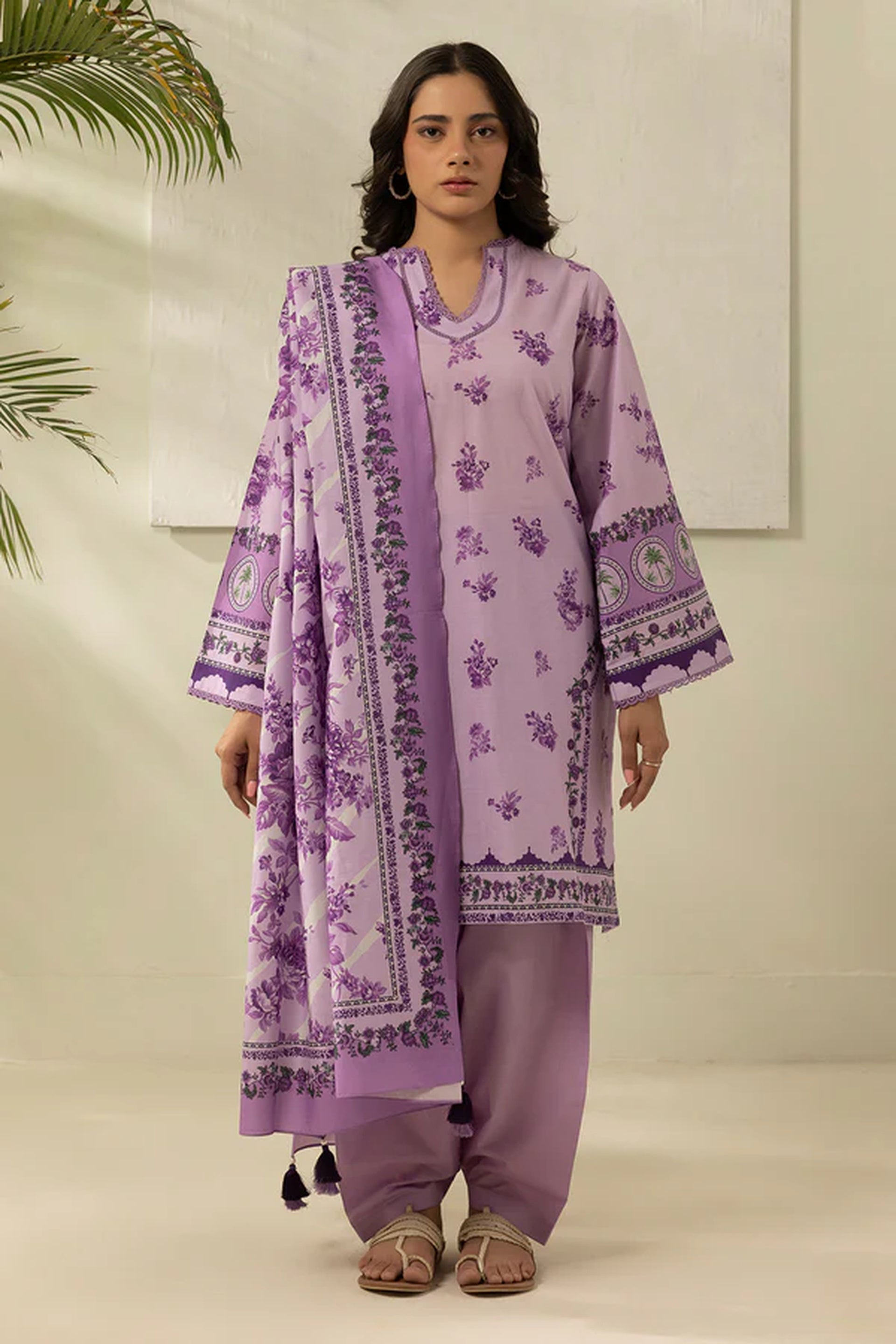 Zellbury 0629 3Pc Printed Dobby Lawn Shirt with Printed Lawn Dupatta
