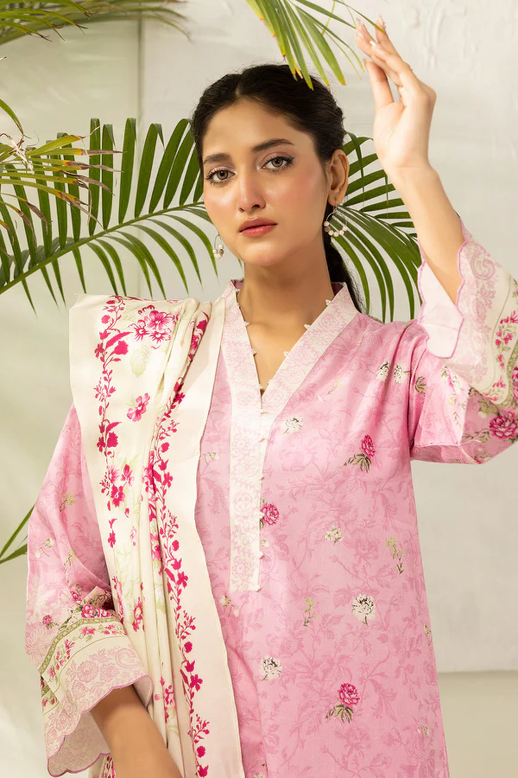 Zellbury 0630 3Pc Printed Dobby Lawn Shirt with Printed Lawn Dupatta