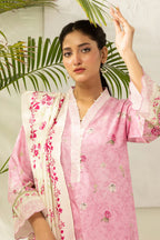 Zellbury 0630 3Pc Printed Dobby Lawn Shirt with Printed Lawn Dupatta