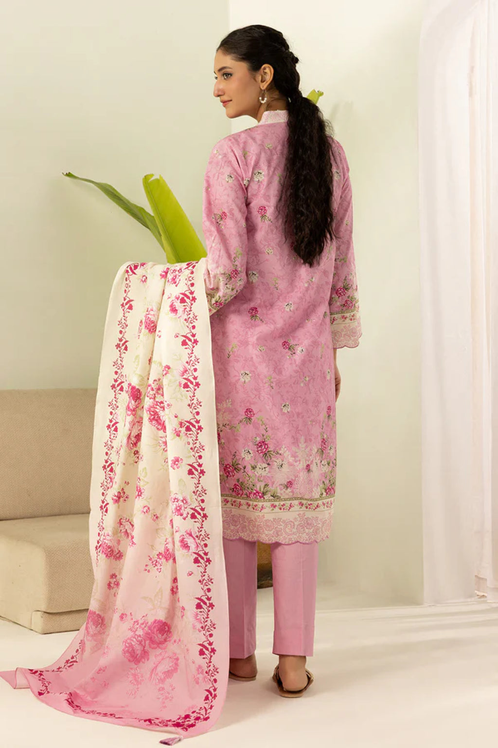 Zellbury 0630 3Pc Printed Dobby Lawn Shirt with Printed Lawn Dupatta