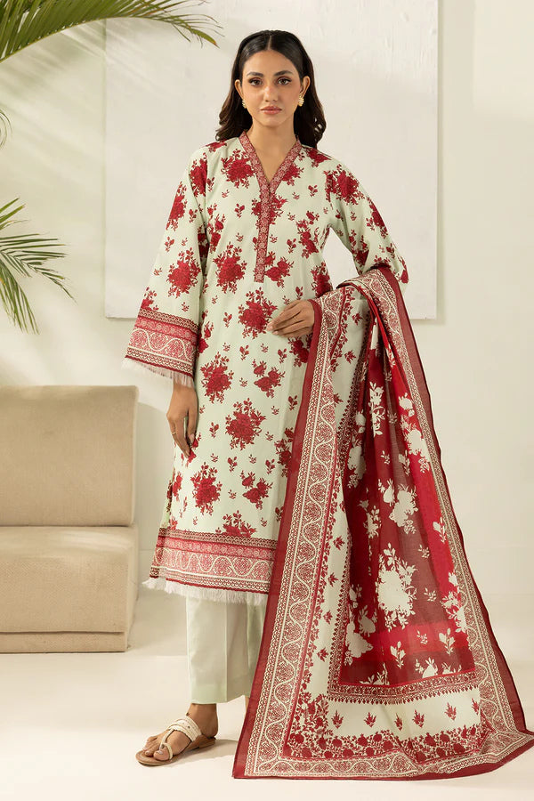 Zellbury 0699 3Pc Printed Dobby Lawn Shirt with Printed Lawn Dupatta