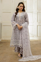 Zellbury 4030 Chikankari 3Pc Printed Embroidered Cotton with Dyed Embroidered Zari Chiffon Dupatta